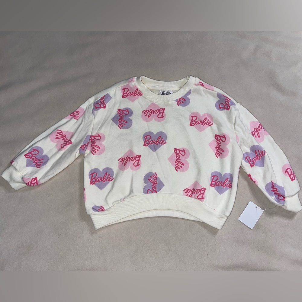 Barbie‎ White and Pink Heart Sweatshirt